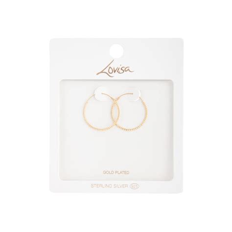 Gold Plated Sterling Silver Diamond Cut Hoop Earrings Lovisa