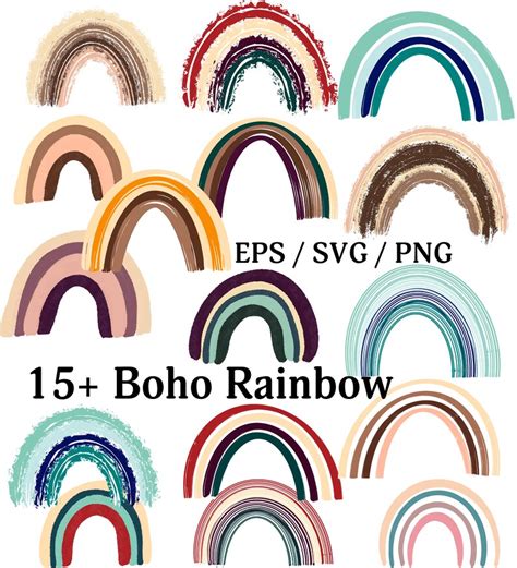 15 Boho Rainbow Svg Boho Rainbow Pastel Svg Boho Rainbow Etsy