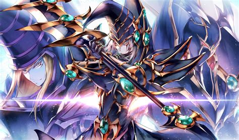 All Male Aqua Eyes Armor Black Blonde Hair Buster Blader Dark Magician