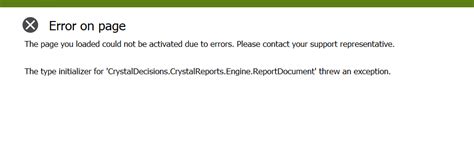 The Type Initializer For CrystalDecisions CrystalReports Engine