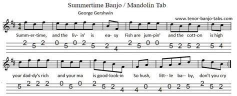 Summertime Mandolin Tab Tenor Banjo Tabs