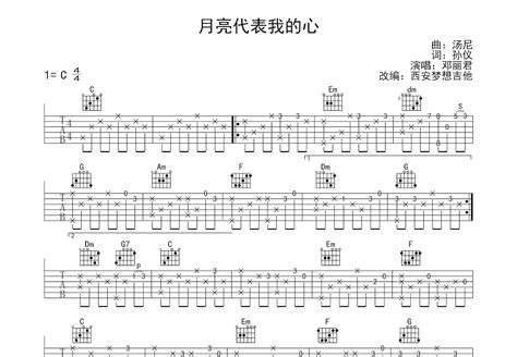 月亮代表我的心吉他谱汤尼c调指弹 吉他世界