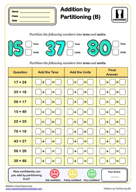 Addition By Partitioning B Worksheet Fun And Engaging Year 2