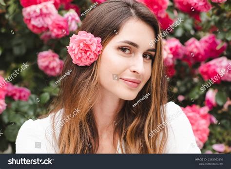 Smiling Beautiful Woman Long Blonde Hair Stock Photo 2182502853 Shutterstock