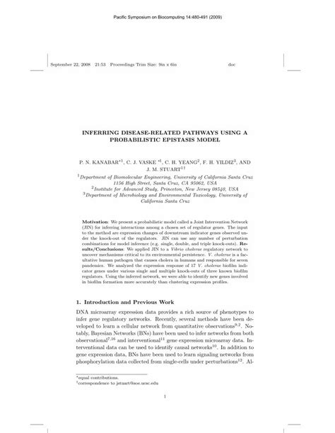 PDF INFERRING DISEASE RELATED PATHWAYS USING A Psb Stanford Edu Psb