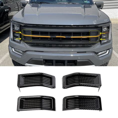 For Ford F 150 2021 Carbon Fiber Front Grille Grill Insert Trim Accessories Ebay