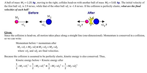 Solved A Ball Of Mass M 1 1 25 Kg Moving To The Right Chegg