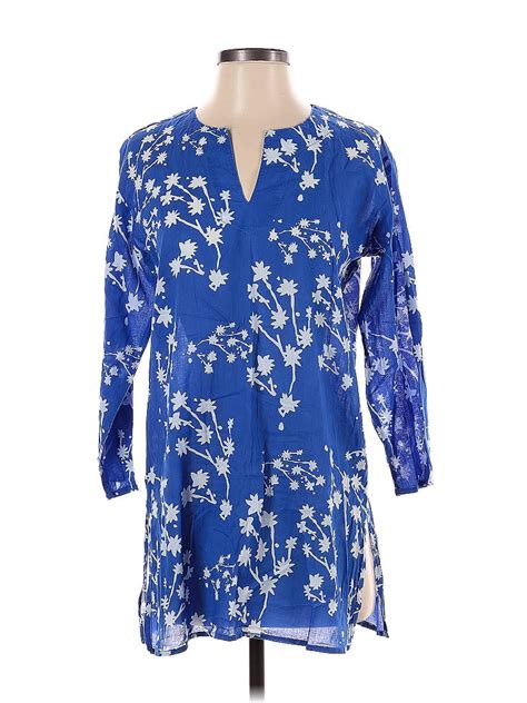 Kikisol 100 Cotton Floral Blue Casual Dress Size S 68 Off Thredup