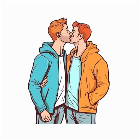 Retrato De Casal Gay Sendo Amoroso E Feliz Dois Meninos Gays Se