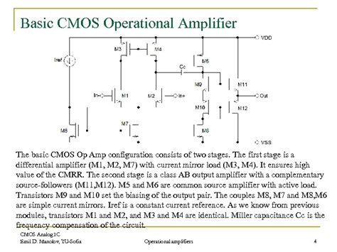 Cmos Analog Integrated Circuits Part 4 Operational Amplifiers