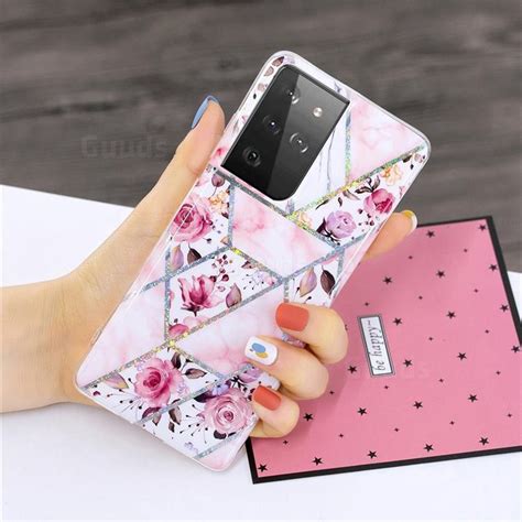 Rose Flower Painted Galvanized Electroplating Soft Phone Case Cover For