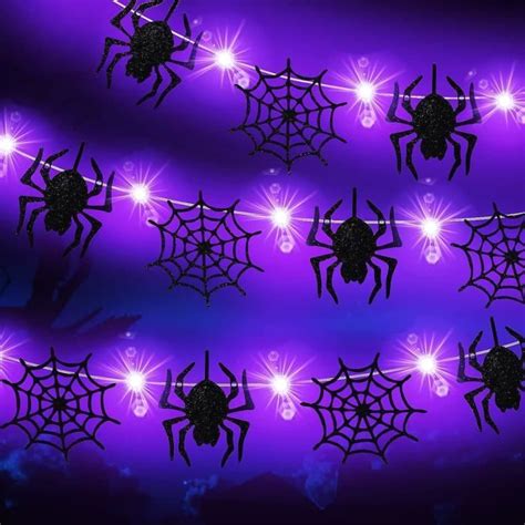 Lumi Res D Coratives D Halloween M Leds Violet Araign E Et Toile D