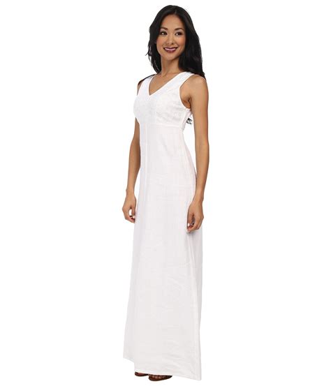 Tommy Bahama Two Palms Linen Embellished V Neck Maxi Dress In White Lyst