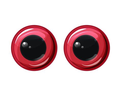 Red Plastic Toy Eyes Fun Safe Toys Vector Cartoon Illustration