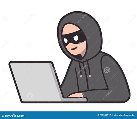 Hacker Thief Robbery Network Cartoon Vector Cartoondealer