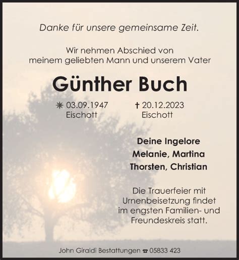 Traueranzeigen Von G Nther Buch Trauer Anzeigen De