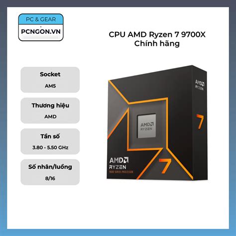 Cpu Amd Ryzen 7 9700x Chính Hãng 38ghz Turbo 55ghz 8 Nhân 16 Luồng