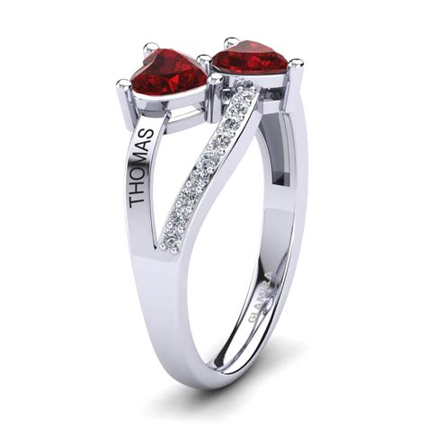 Achetez Glamira Bague Jaume En Argent Blanc Swarovski Rouge Carats