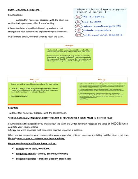 Read The Claim And Write A Counterclaim