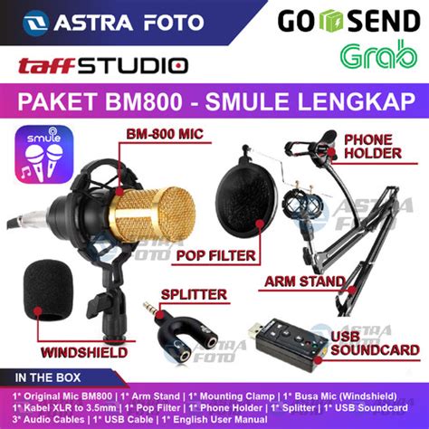 Jual Paket BM 800 Mic Condenser Arm Stand Soundcard Microphone