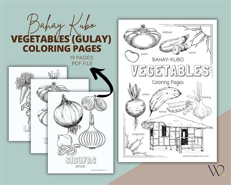 Vegetables Coloring Pages Bahay-kubo 19 Pages Printable PDF Filipino ...