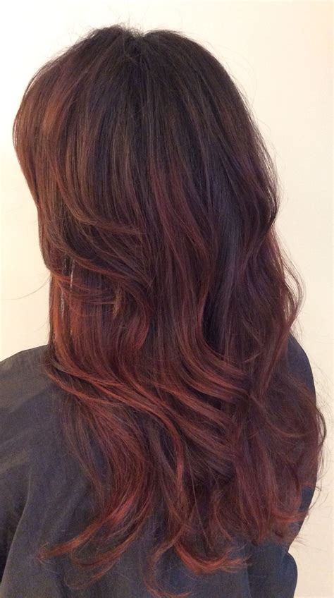 Brunette Hair With Dark Red Balayage Dark Red Balayage Balayage Hair