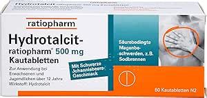 Hydrotalcit Ratiopharm 500 Mg Kautabletten 50 St Amazon De Drogerie