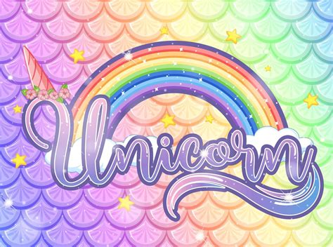 Unicorn Font On Pastel Rainbow Fish Scales Background 2686975 Vector