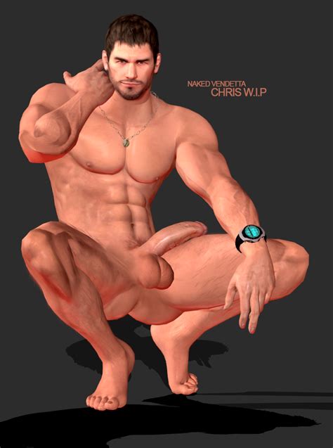 Rule 34 1boy 3d Abs Ass Bara Beard Chris Redfield Erection Facial Hair Full Body Looking At