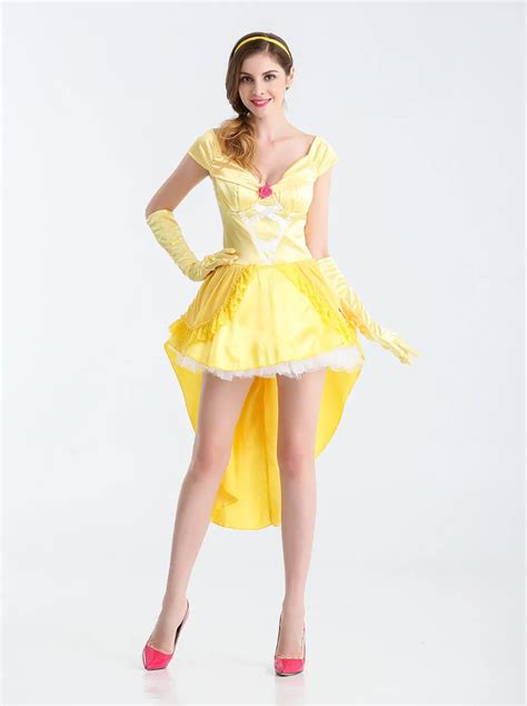 Hot Sale Fairy Tale Adult Princess Belle Costume Yellow Princess Belle