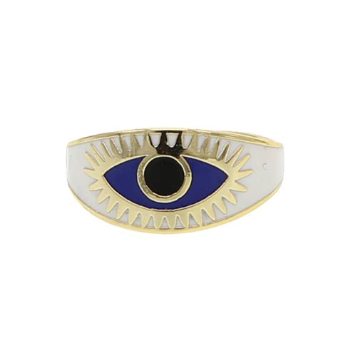 Anillo De Compromiso De Ojo Malvado Turco Para Mujer Color Dorado