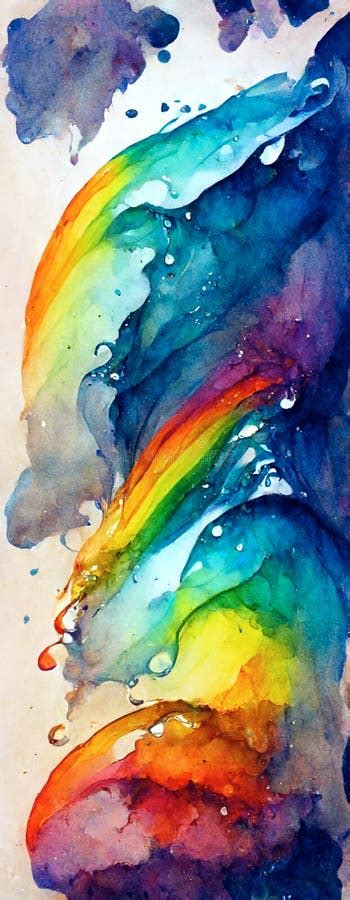 Watercolor Rainbow Splash Abstract Rainbow Coloured Watercolor