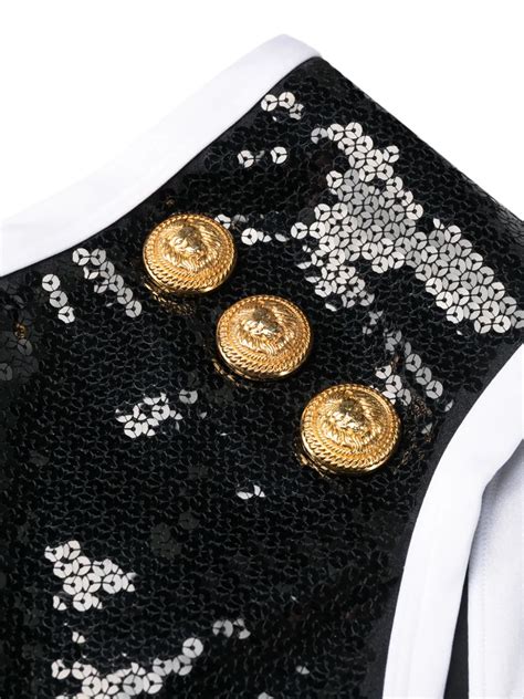 Balmain Sequinned High Waisted Bikini Black FARFETCH
