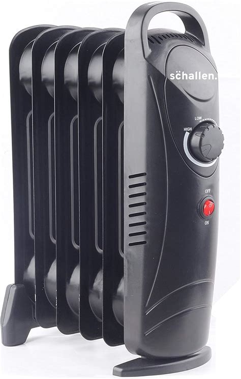 Schallen Black Portable Electric Slim Oil Filled Radiator Heater With