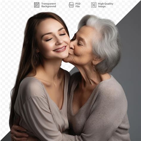 Premium Psd A Woman Kissing A Woman With A Kiss On Her Face