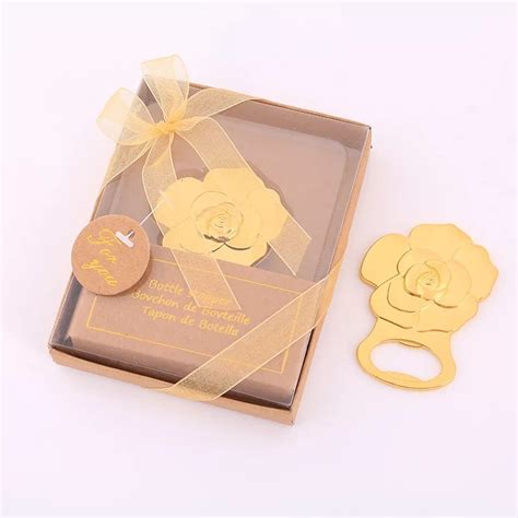 50pcs Gold Rose Flower Design Wedding Return Ts Anniversary Souvenir