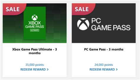 Microsoft Rewards - 3 Month Game Pass Ultimate 35,000 Points $33.33