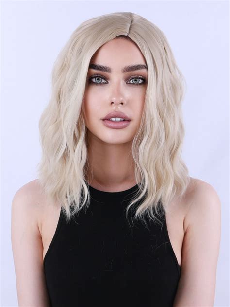 Women Girl Short Curly Wavy Body Wave Blonde Wig Blond Bob Wig SHEIN USA