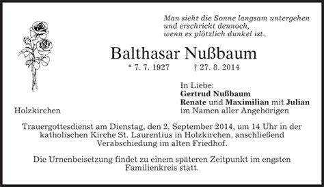 Traueranzeigen Von Balthasar Nu Baum Trauer Merkur De