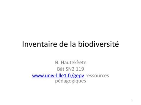 PDF Inventaire de la biodiversité cours examens La Frane s