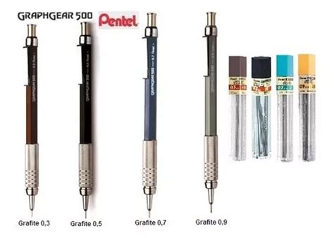 Lapiseiras Pentel Graphgear 500 03 0 5 0 7 E 0 9 Grafites