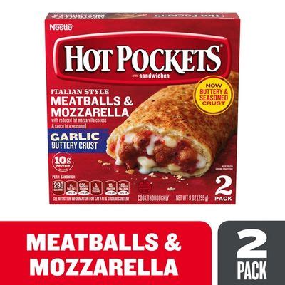 Hot Pockets Italian Style Meatballs Mozzarella Garlic Buttery Crust Frozen Snacks Oz
