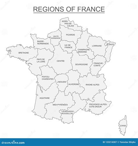 Interactive Map Of Metropolitans French Regions On White Background ...