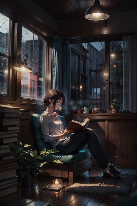1girl Mature Woman Reading Boo Image Created By Tensor Art