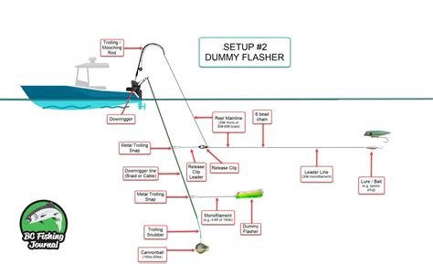 Diagrams On How To Setup Downriggers With Inline And Dummy Flashers