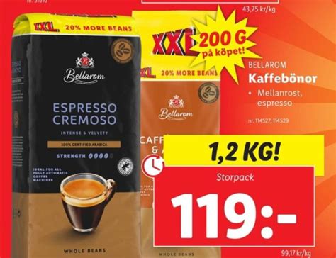 Bellarom Espresso Cremoso Kaffebönor Lidl April 2024