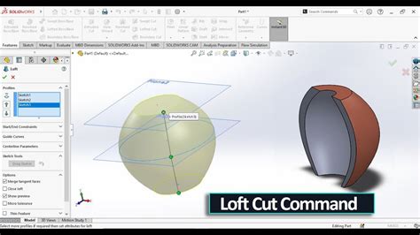 Solidworks Lofted Bossbase And Lofted Cut Tutorial For Beginner