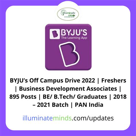 Byjus Off Campus Drive Freshers Business Development