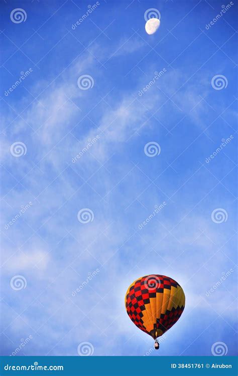 Hot Air Balloon And The Moon Stock Image Image Of Space Background 38451761