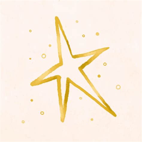 Doodle De Estrella De Oro Vector Dibujado A Mano De Navidad Linda